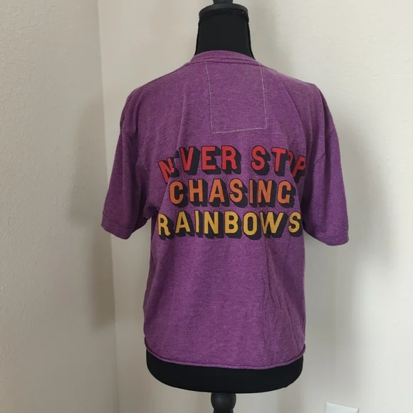 Aviator Nation Women’s T-Shirt Smiley Never Stop Chasing Rainbows Size Medium G - Picture 2 of 9